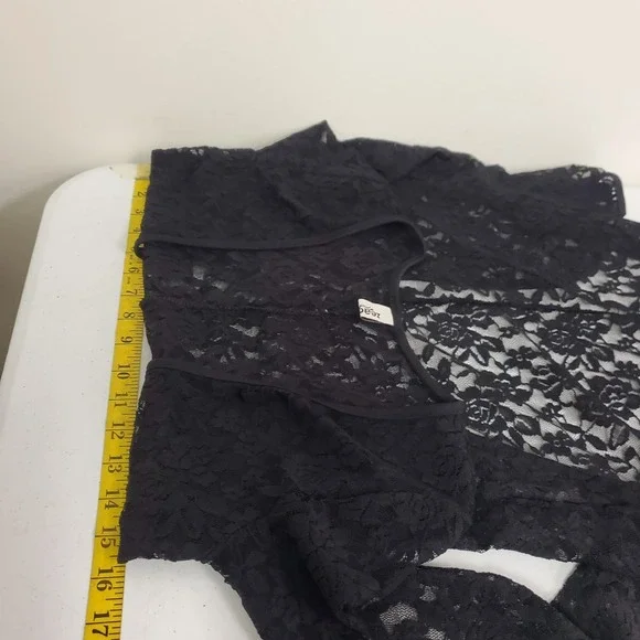 Zeagoo Women Lace Fairy Grunge Open Front Top Size XS Black Gothic Dark Romantic - Picture 7 of 10